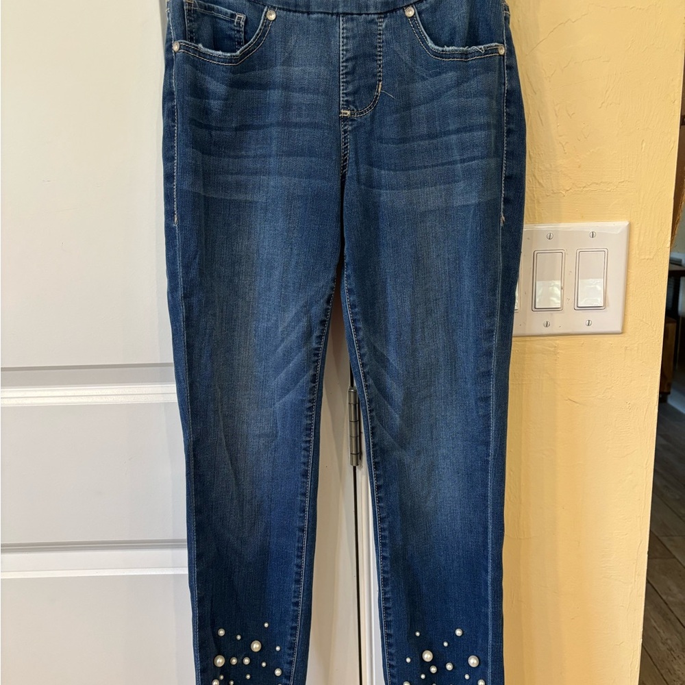 Jag Jeans Dark Blue Cropped Jeans with Pearl Details
